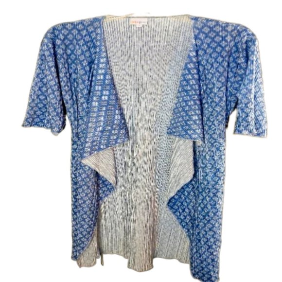 NWT LuLaRoe Graphic Printed Shirley Kimono Duster Blue and White Size Small - Picture 3 of 10
